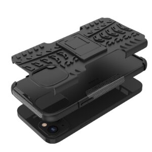 iPhone 14 Plus Θήκη Μαύρη Tire Texture Shockproof TPU+PC Phone Case with Holder Black