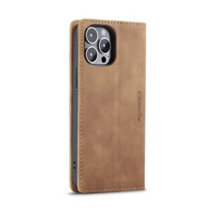 iPhone 14 Pro Θήκη Βιβλίο Καφέ CaseMe-013 Multifunctional Retro Frosted Phone Case Brown