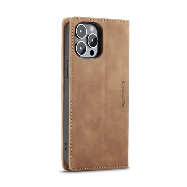 iPhone 14 Pro Θήκη Βιβλίο Καφέ CaseMe-013 Multifunctional Retro Frosted Phone Case Brown