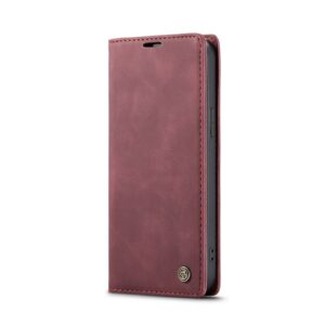 iPhone 14 Pro Θήκη Βιβλίο Μπορντό CaseMe-013 Multifunctional Retro Frosted Phone Case Wine Red