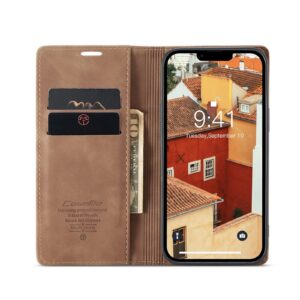 iPhone 14 Plus Θήκη Βιβλίο Καφέ CaseMe-013 Multifunctional Retro Frosted Phone Case Brown