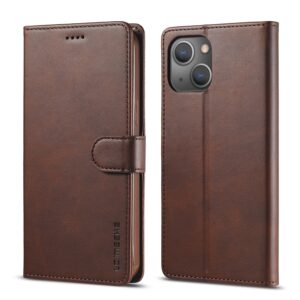 iPhone 14 Θήκη Βιβλίο Καφέ LC.IMEEKE Calf Texture Phone Case Brown