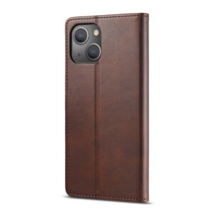 iPhone 14 Θήκη Βιβλίο Καφέ LC.IMEEKE Calf Texture Phone Case Brown