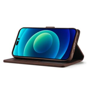 iPhone 14 Θήκη Βιβλίο Καφέ LC.IMEEKE Calf Texture Phone Case Brown