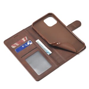 iPhone 14 Θήκη Βιβλίο Καφέ LC.IMEEKE Calf Texture Phone Case Brown