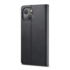iPhone 14 Θήκη Βιβλίο Μαύρο LC.IMEEKE Calf Texture Phone Case Black