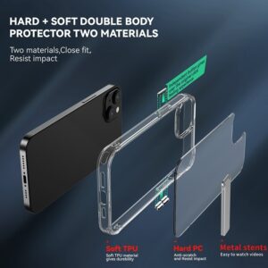 iPhone 14 Θήκη Σιλικόνης Διάφανη Με Σταντ Four Corner Airbag Shockproof Holder Phone Case Transparent