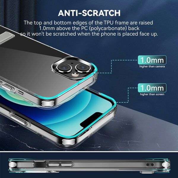iPhone 14 Plus Θήκη Σιλικόνης Διάφανη Με Σταντ Four Corner Airbag Shockproof Holder Phone Case Transparent