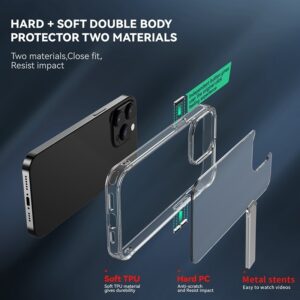 iPhone 14 Pro Θήκη Σιλικόνης Διάφανη Με Σταντ Four Corner Airbag Shockproof Holder Phone Case Transparent
