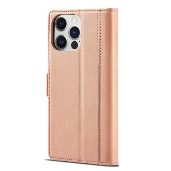 iPhone 14 Plus Θήκη Βιβλίο Ροζ - Χρυσό LC.IMEEKE Magnetic Buckle Horizontal Flip Case Rose Gold