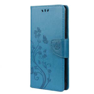 Samsung Galaxy A32 5G Θήκη Βιβλίο Μπλε Πεταλούδες Butterfly Flower Pattern Horizontal Flip Case Blue