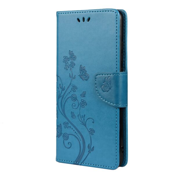 Samsung Galaxy A32 5G Θήκη Βιβλίο Μπλε Πεταλούδες Butterfly Flower Pattern Horizontal Flip Case Blue