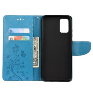 Samsung Galaxy A32 5G Θήκη Βιβλίο Μπλε Πεταλούδες Butterfly Flower Pattern Horizontal Flip Case Blue