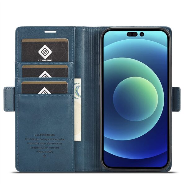iPhone 14 Plus Θήκη Βιβλίο Μπλε LC.IMEEKE Magnetic Buckle Horizontal Flip Case Blue
