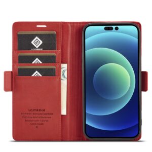 iPhone 14 Pro Θήκη Βιβλίο Κόκκινο LC.IMEEKE Magnetic Buckle Horizontal Flip Case Red