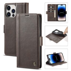 iPhone 14 Pro Θήκη Βιβλίο Καφέ LC.IMEEKE Magnetic Buckle Horizontal Flip Case Coffee