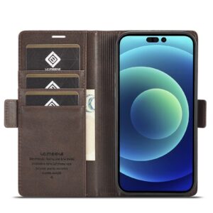 iPhone 14 Pro Θήκη Βιβλίο Καφέ LC.IMEEKE Magnetic Buckle Horizontal Flip Case Coffee