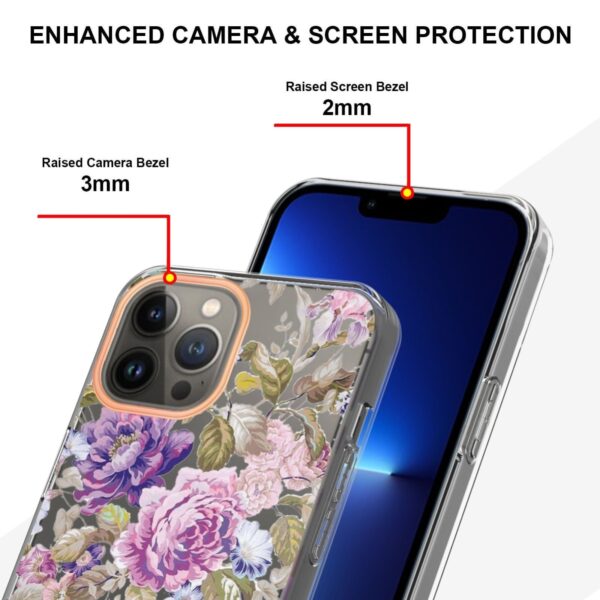 iPhone 14 Pro Max Θήκη Σιλικόνης Μωβ Παιώνια Flowers and Plants Series IMD TPU Phone Case Purple Peony