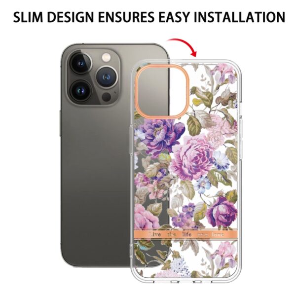 iPhone 14 Pro Max Θήκη Σιλικόνης Μωβ Παιώνια Flowers and Plants Series IMD TPU Phone Case Purple Peony