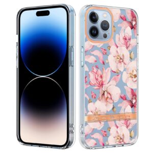 iPhone 14 Pro Max Θήκη Σιλικόνης Ροζ Γαρδένια Flowers and Plants Series IMD TPU Phone Case Pink Gardenia