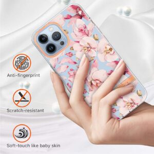 iPhone 14 Pro Max Θήκη Σιλικόνης Ροζ Γαρδένια Flowers and Plants Series IMD TPU Phone Case Pink Gardenia