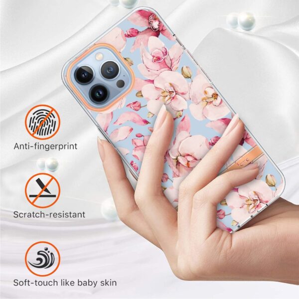 iPhone 14 Pro Max Θήκη Σιλικόνης Ροζ Γαρδένια Flowers and Plants Series IMD TPU Phone Case Pink Gardenia