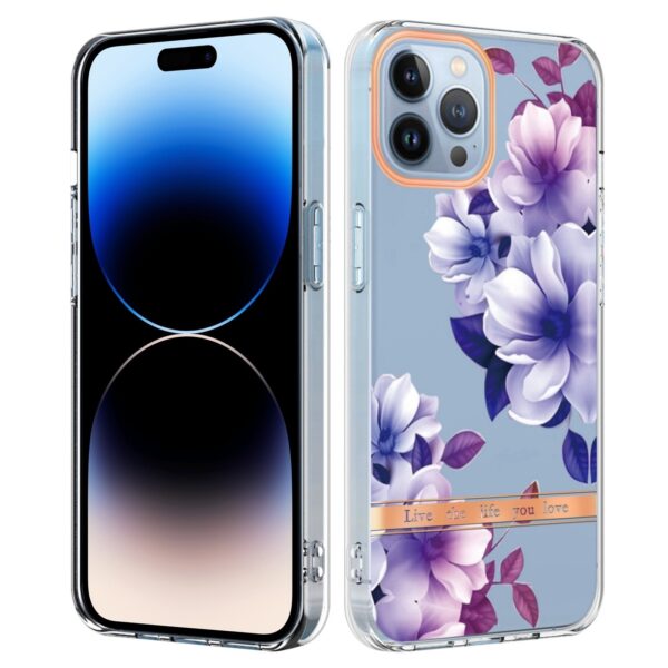 iPhone 14 Pro Max Θήκη Σιλικόνης Μωβ Βιγόνια Flowers and Plants Series IMD TPU Phone Case Purple Begonia