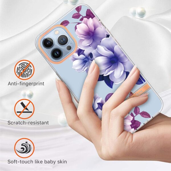 iPhone 14 Pro Max Θήκη Σιλικόνης Μωβ Βιγόνια Flowers and Plants Series IMD TPU Phone Case Purple Begonia
