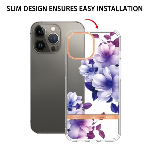 iPhone 14 Pro Max Θήκη Σιλικόνης Μωβ Βιγόνια Flowers and Plants Series IMD TPU Phone Case Purple Begonia
