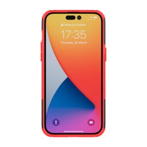 iPhone 14 Pro Max Θήκη Κόκκινη Tire Texture Shockproof TPU+PC Phone Case with Holder Red