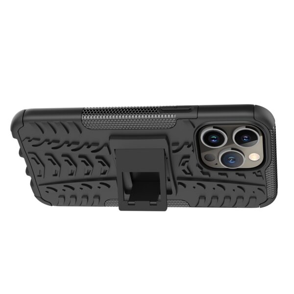 iPhone 14 Pro Max Θήκη Μαύρη Tire Texture Shockproof TPU+PC Phone Case with Holder Black