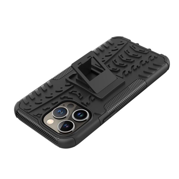 iPhone 14 Pro Max Θήκη Μαύρη Tire Texture Shockproof TPU+PC Phone Case with Holder Black