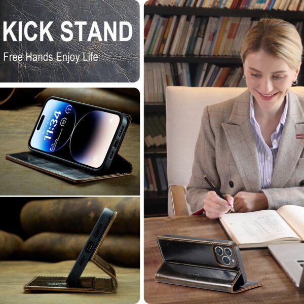 iPhone 14 Pro Max Θήκη Βιβλίο Καφέ CaseMe 003 Crazy Horse Texture Phone Case Coffee