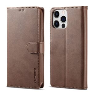 iphone 14 Pro Max Θήκη Βιβλίο Καφέ LC.IMEEKE Calf Texture Phone Case Brown