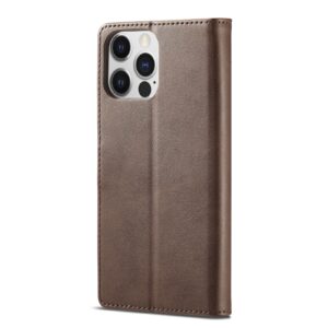 iphone 14 Pro Max Θήκη Βιβλίο Καφέ LC.IMEEKE Calf Texture Phone Case Brown