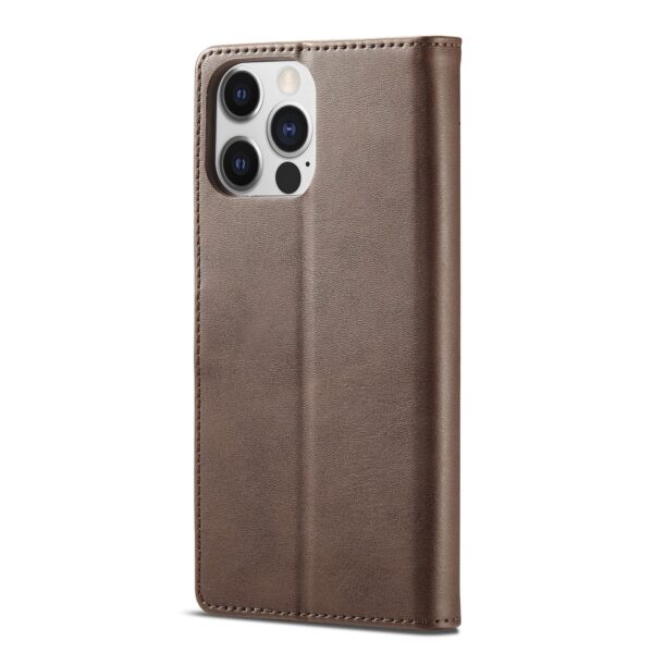 iphone 14 Pro Max Θήκη Βιβλίο Καφέ LC.IMEEKE Calf Texture Phone Case Brown