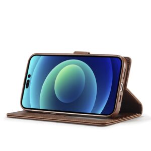 iphone 14 Pro Max Θήκη Βιβλίο Καφέ LC.IMEEKE Calf Texture Phone Case Brown