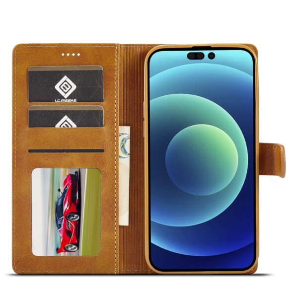 iphone 14 Pro Max Θήκη Βιβλίο Κίτρινο LC.IMEEKE Calf Texture Phone Case Yellow