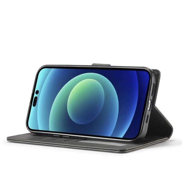 iphone 14 Pro Max Θήκη Βιβλίο Μαύρο LC.IMEEKE Calf Texture Phone Case Black