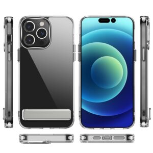 iPhone 14 Pro Max Θήκη Σιλικόνης Διάφανη Με Σταντ Four Corner Airbag Shockproof Holder Phone Case Transparent