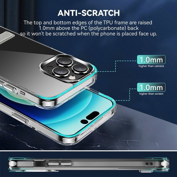 iPhone 14 Pro Max Θήκη Σιλικόνης Διάφανη Με Σταντ Four Corner Airbag Shockproof Holder Phone Case Transparent