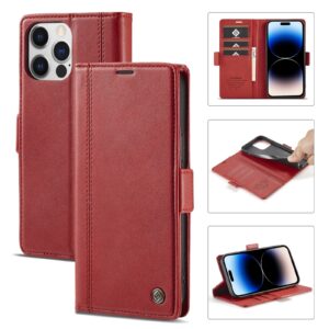 iPhone 14 Pro Max Θήκη Βιβλίο Κόκκινο LC.IMEEKE Magnetic Buckle Horizontal Flip Case Red