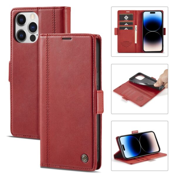 iPhone 14 Pro Max Θήκη Βιβλίο Κόκκινο LC.IMEEKE Magnetic Buckle Horizontal Flip Case Red