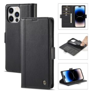 iPhone 14 Pro Max Θήκη Βιβλίο Μαύρο LC.IMEEKE Magnetic Buckle Horizontal Flip Case Black