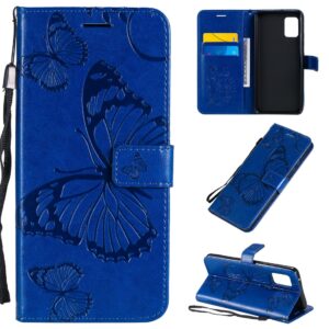 Samsung Galaxy A51 5G Θήκη Βιβλίο Μπλε Πεταλούδες 3D Butterflies Embossing Pattern Horizontal Flip Case Blue