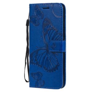 Samsung Galaxy A51 5G Θήκη Βιβλίο Μπλε Πεταλούδες 3D Butterflies Embossing Pattern Horizontal Flip Case Blue