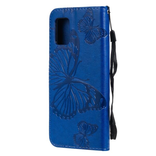 Samsung Galaxy A51 5G Θήκη Βιβλίο Μπλε Πεταλούδες 3D Butterflies Embossing Pattern Horizontal Flip Case Blue