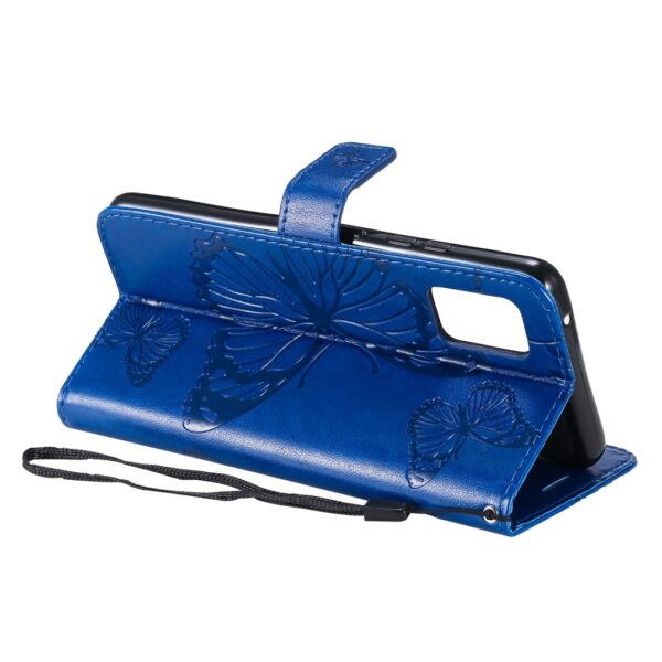 Samsung Galaxy A51 5G Θήκη Βιβλίο Μπλε Πεταλούδες 3D Butterflies Embossing Pattern Horizontal Flip Case Blue