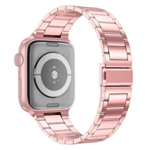 Λουράκι Apple Watch Series 8 & 7 45mm / SE 2 & 6 & SE & 5 & 4 44mm / 3 & 2 &1 42mm Small Waist Stainless Steel Watch Pink