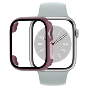 Apple Watch Series 8 / 7 45mm Γυαλί Προστασίας Οθόνης Shockproof PC+Tempered Glass Protective Case Wine Red